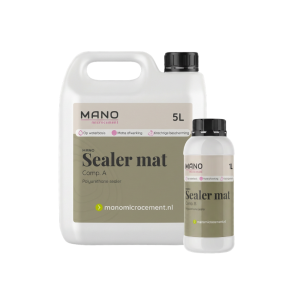 Sealer voor microcement op waterbasis met een matte uitstraling. Beschermt, maakt waterdicht en benadrukt het natuurlijke karakter van microcement